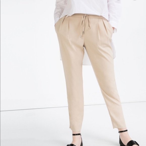 Zara Beige drawstring joggers - Picture 2 of 5